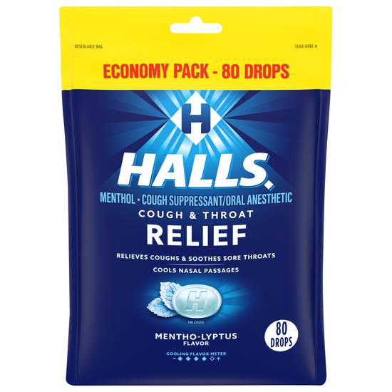Halls Mentho-Lyptus Flavor Cough & Throat Relief ( 80 ct)