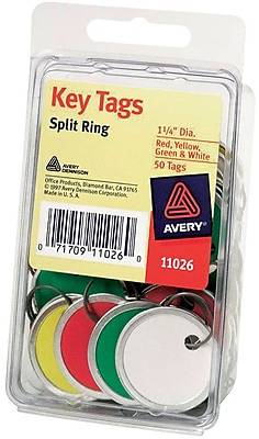 Avery Key Tag, 1 1/4 Diameter, Assorted Colors, 50/Pack (11026/44676)