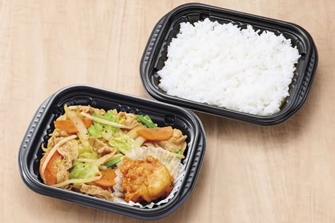 肉野菜炒め 唐揚弁当