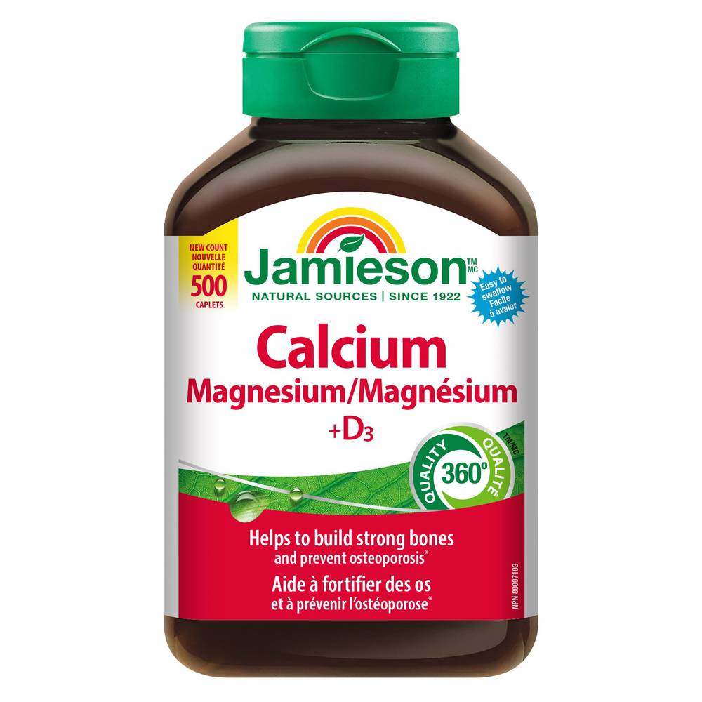 Jamieson – Calcium Magnésium Avec Vitamine D3, 500 Caplets