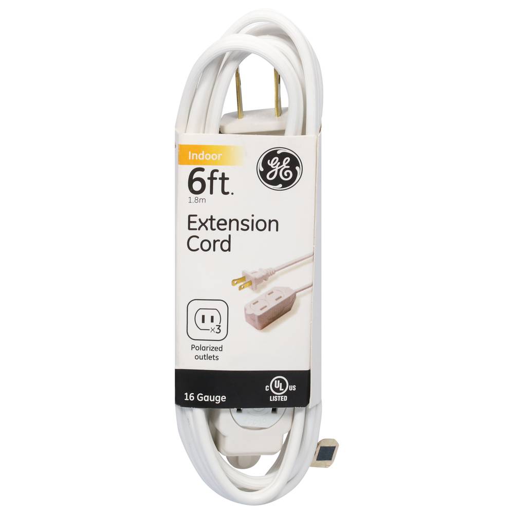 General Electric Indoor 6 ft White Extension Cord