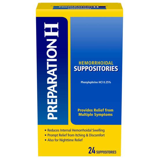 Preparation H Hemorrhoid Suppositories For Itching and Discomfort Relief
