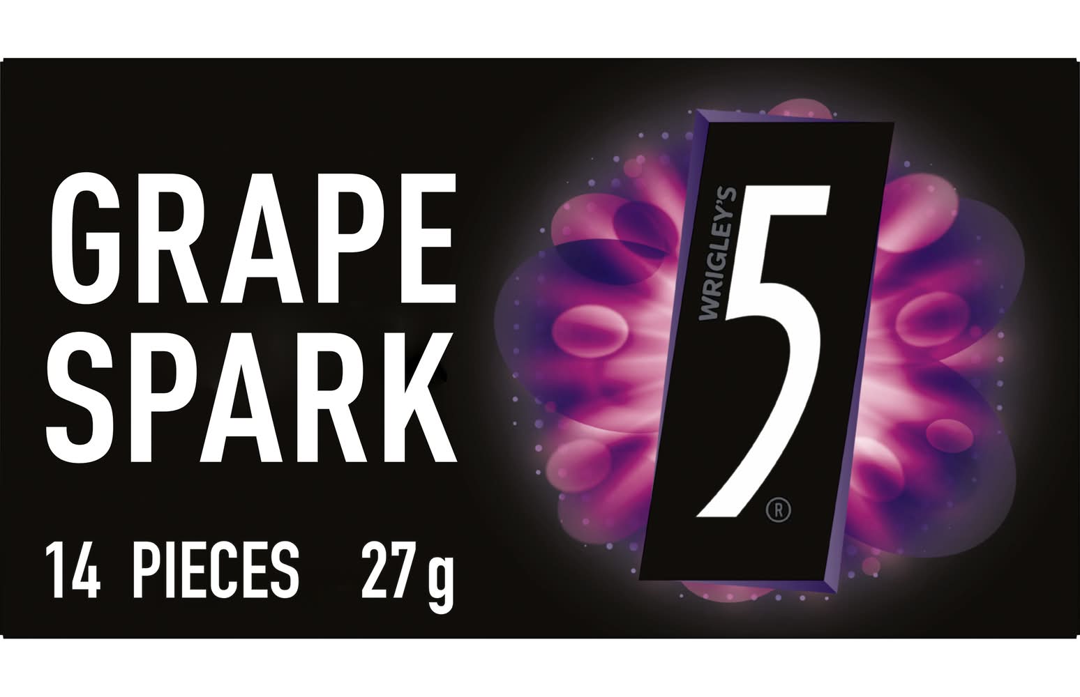 5 Gum Sugarfree Chewing Gum, Grape Spark (27g, 14 pack)