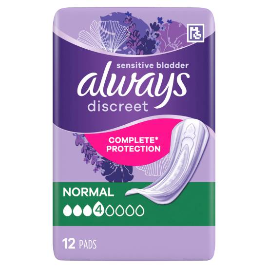 Always Discreet Incontinence Pads Women Normal X12