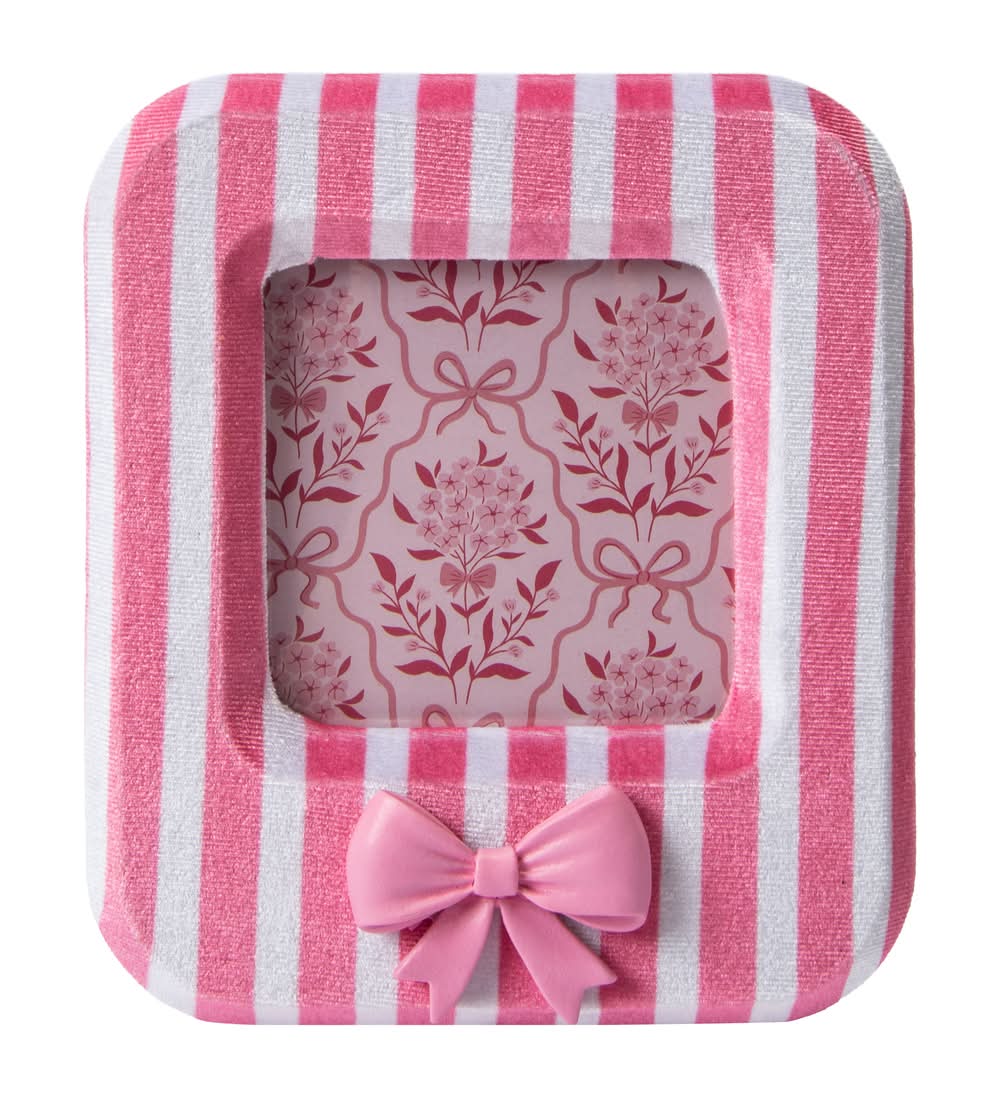 Striped Photo Frame Pink Stripe Bow
