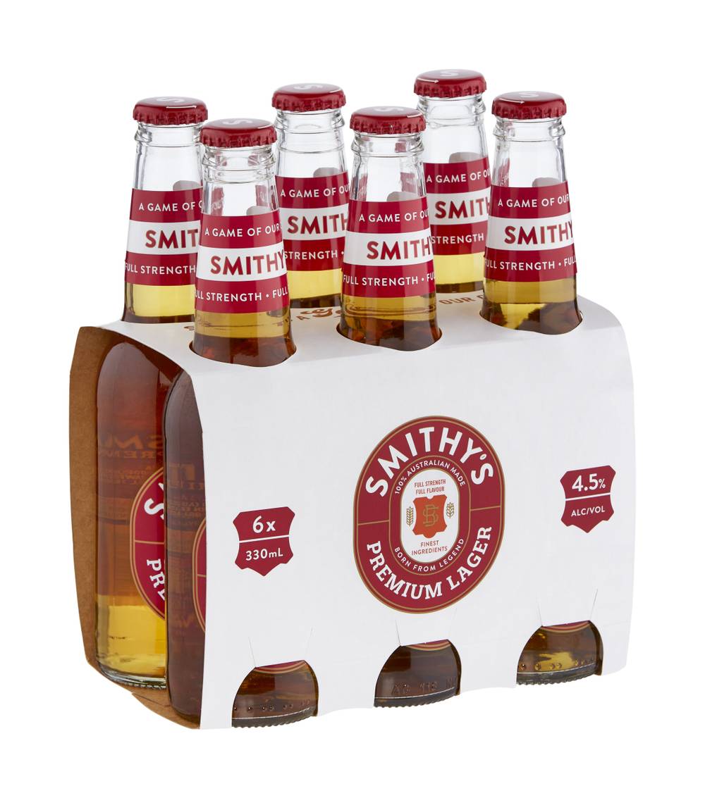 Smithy's Premium Lager Bottle 330mL X 6 pack