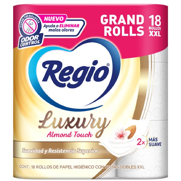 Regio · Luxury papel higiénico doble hoja, almendras, XXL (24 un)