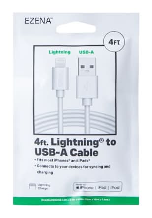 Ezena™ Lighting® To USB-A Cable 48in White