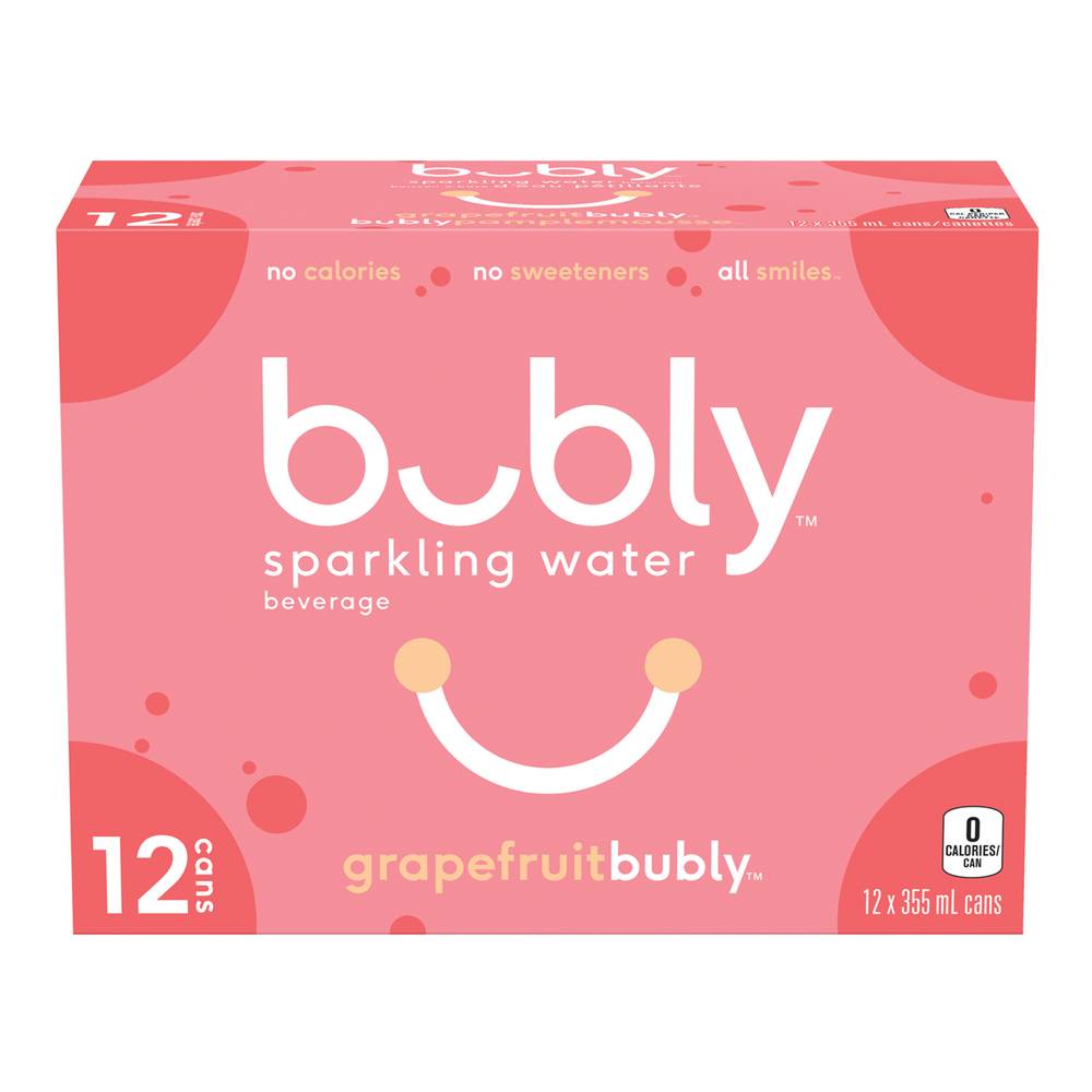 bubly Sparkling Water, Grapefruit (12 x 355 ml)