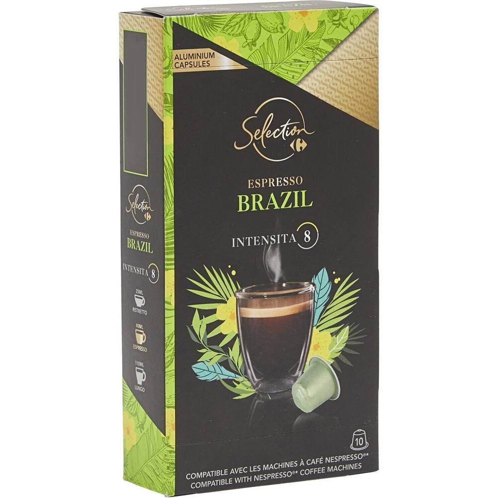 Carrefour Selection - Café capsules compatibles nespresso expresso brazil crf selection (10 pièces)