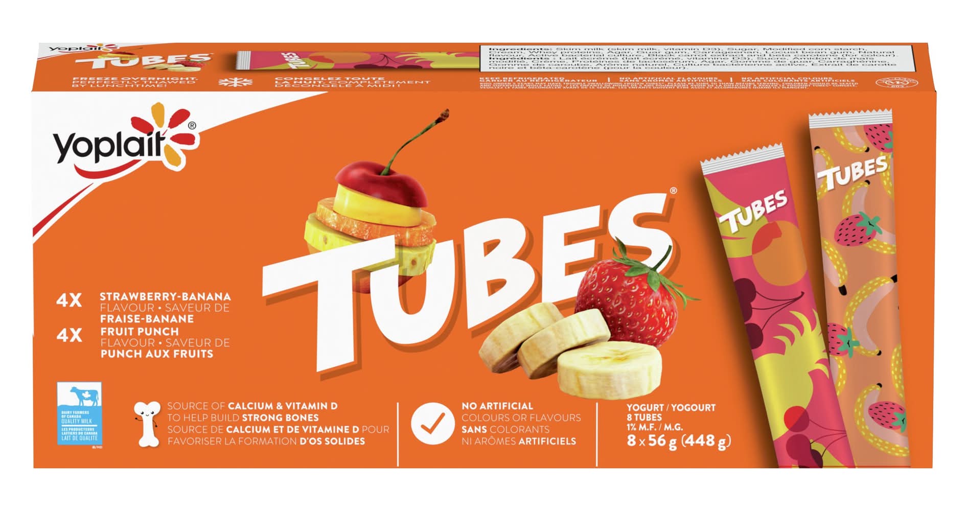 Yoplait 1% Milk Fat Yogurt Tubes, Assorted (8 x 56 g)