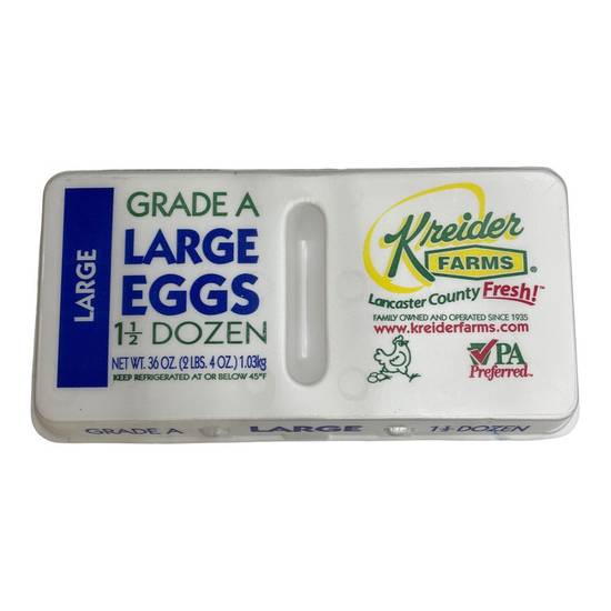 Kreider Farms Grade a Large Eggs (1 1/2 dozen)