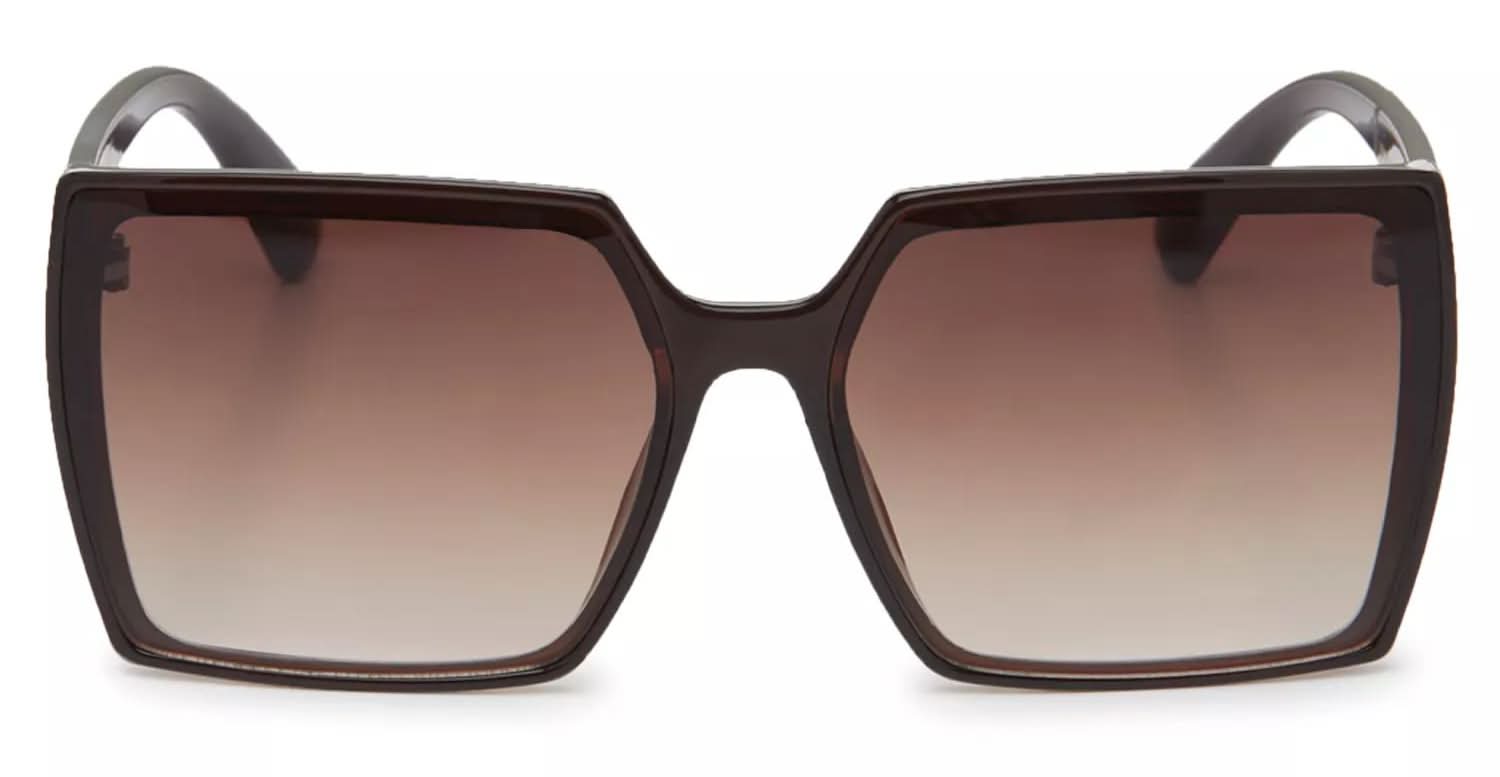 Jessica Simpson Square Glitter Sunglasses (Dark Brown One Size)