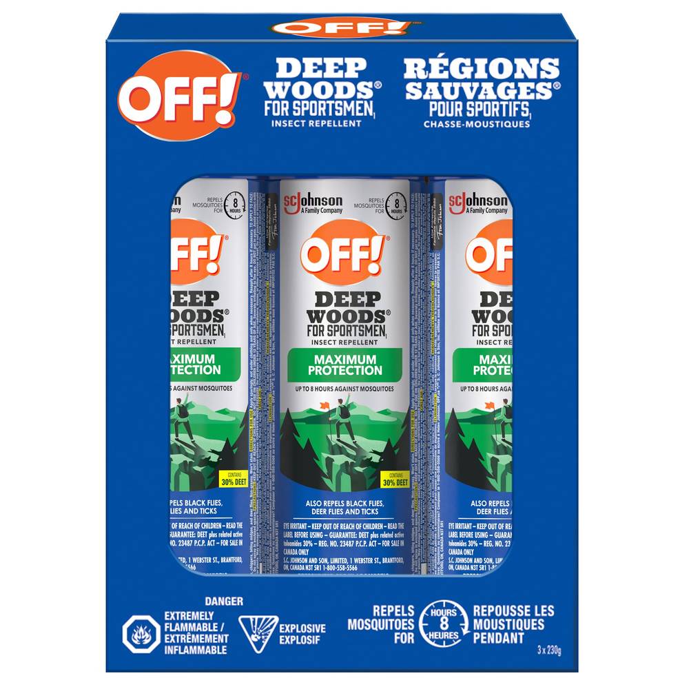 OFF! Régions Sauvages Sportif chasse-moustiques (3 x 230 g) - Deep woods sportsmen insect repellant (3 x 230 g)