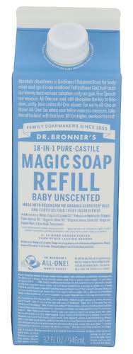 Dr. Bronner's 18-in-1 Hemp Baby Unscented Pure-Castile Soap Refill