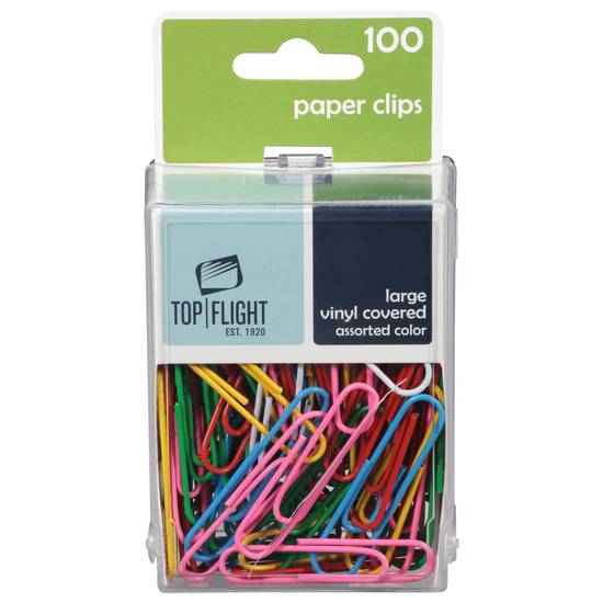 Top Flight Large Vinyl Covered Assorted Color Paper Clips