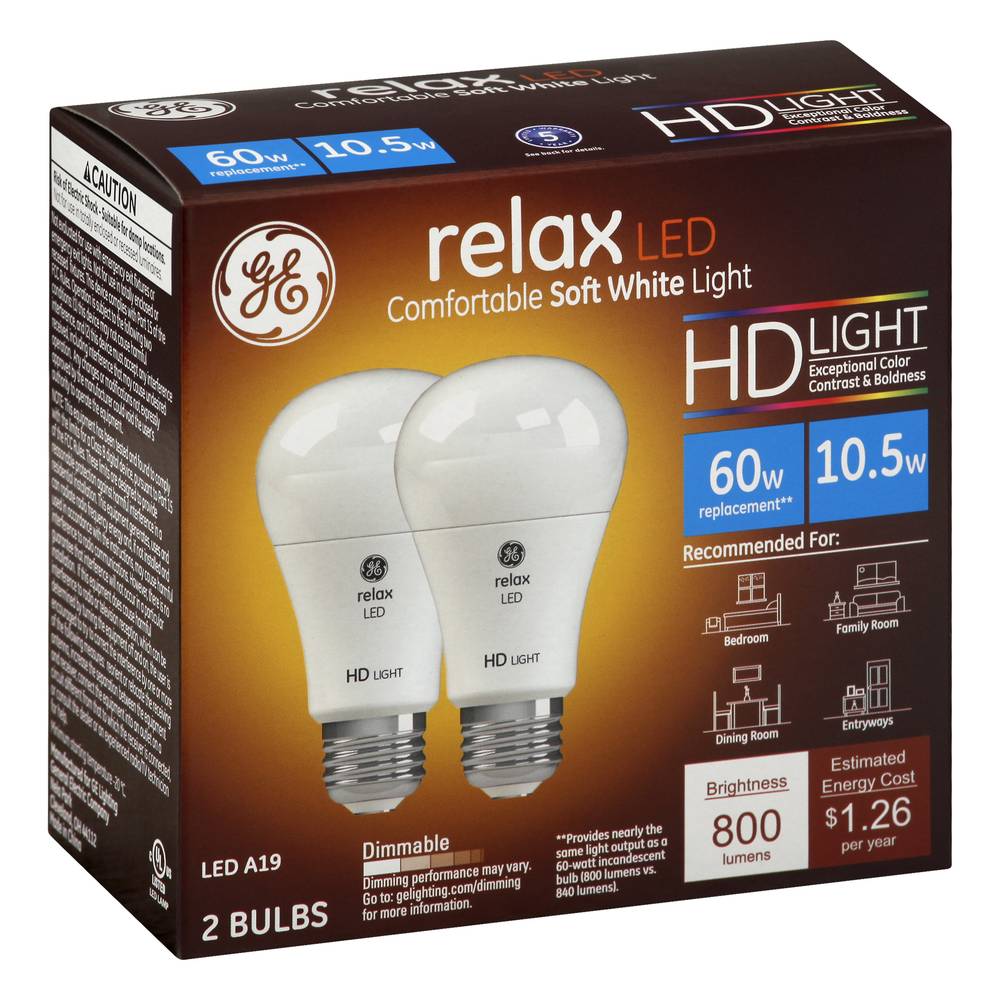 Ge 10.5w Soft White Dimmable Led Light Bulbs (2 bulbs)