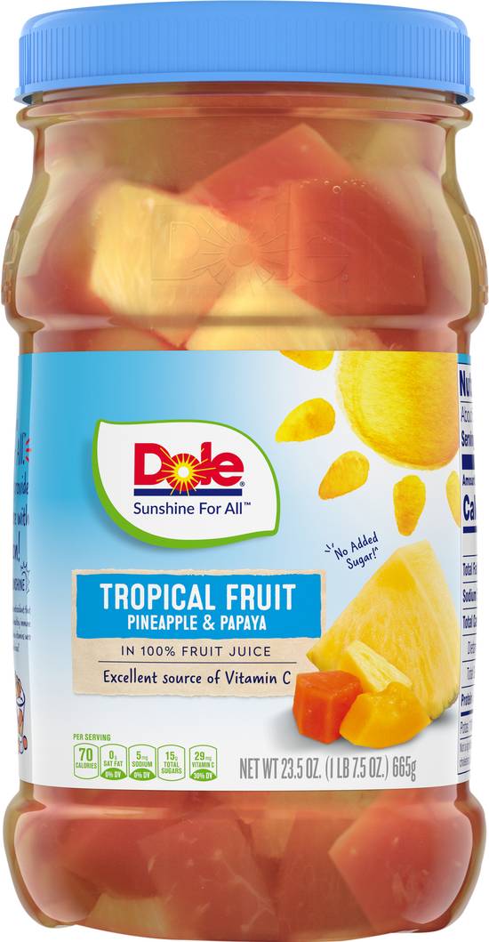 Dole Tropical Fruit in 100% Fruit Juice, 23.5 oz Jar 