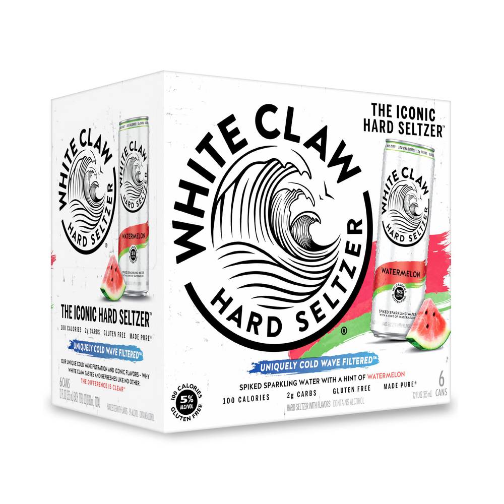 White Claw Spiked Sparkling Water Hard Seltzer, Watermelon (6 x 12 fl oz)