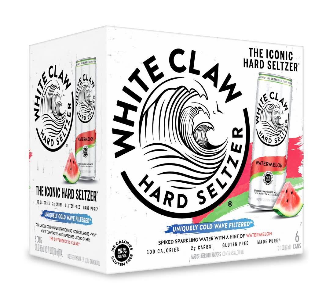 White Claw Spiked Sparkling Water Hard Seltzer, Watermelon (6 x 12 fl oz)