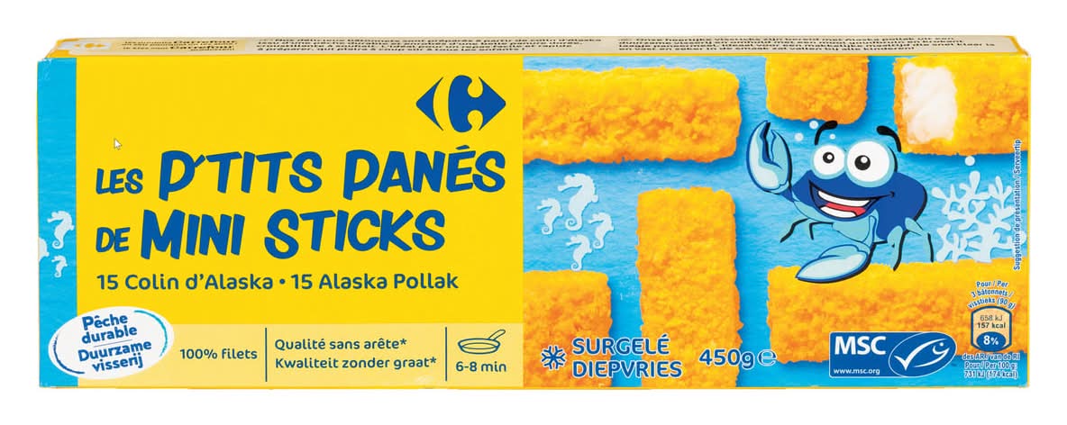 Carrefour Les P''tits Panés Colin d''Alaska 15 x 30 g