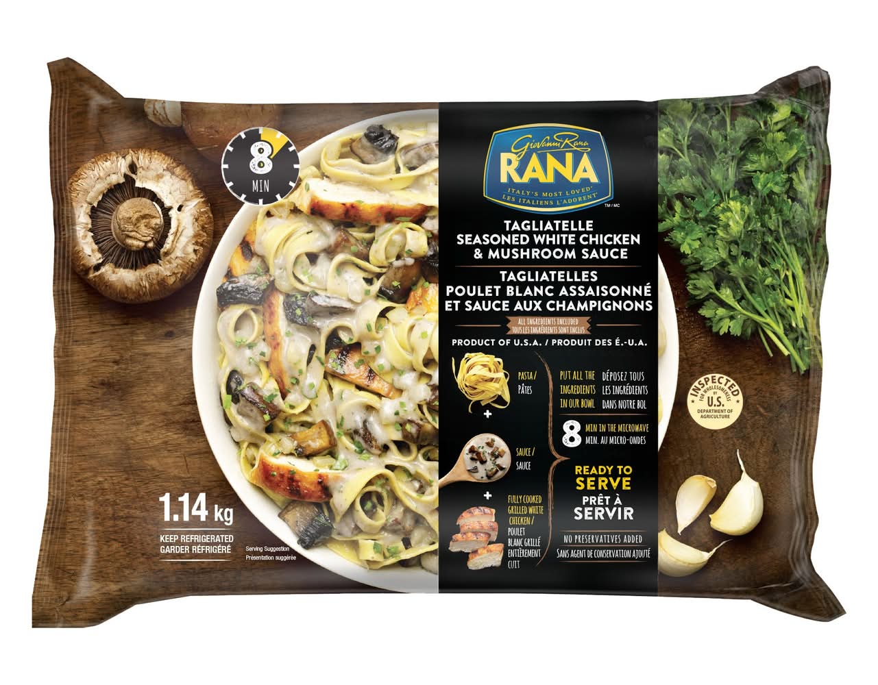Rana - Ensemble De Repas Au Poulet Et Aux Champignons, 1,14 Kg / Rana Tagliatelle Seasoned White Chicken & Mushroom Sauce Pasta Meal Kit, 1.15 Kg