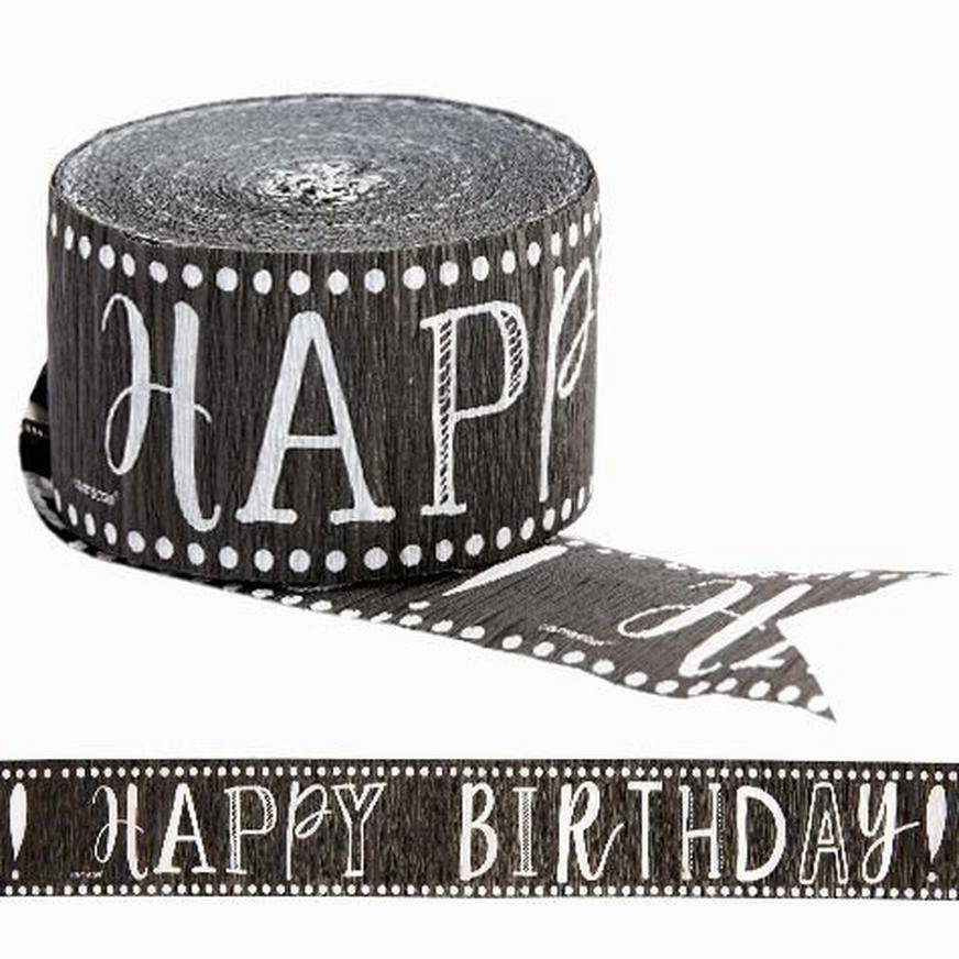 Party City Chalkboard Dots Happy Birthday Streamer, 81 ft