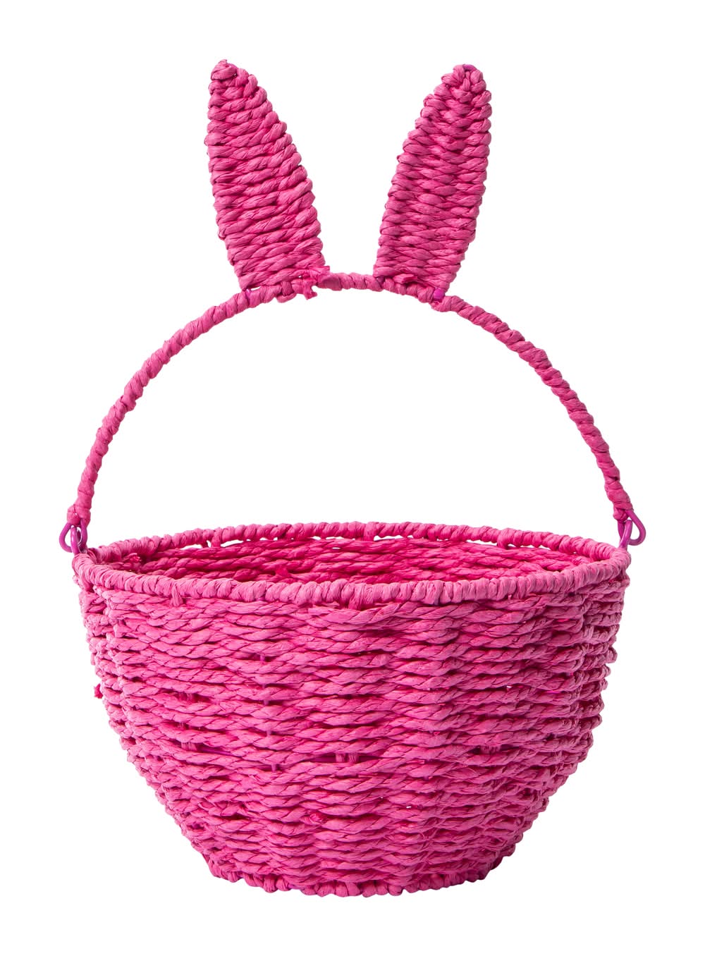 Woven Easter Bunny Ear Basket Pink