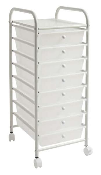 REAL SIMPLE 8-Drawer Rolling Cart, White