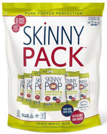 SkinnyPop Skinnypack Gluten Free Popcorn (6 x 18 g)