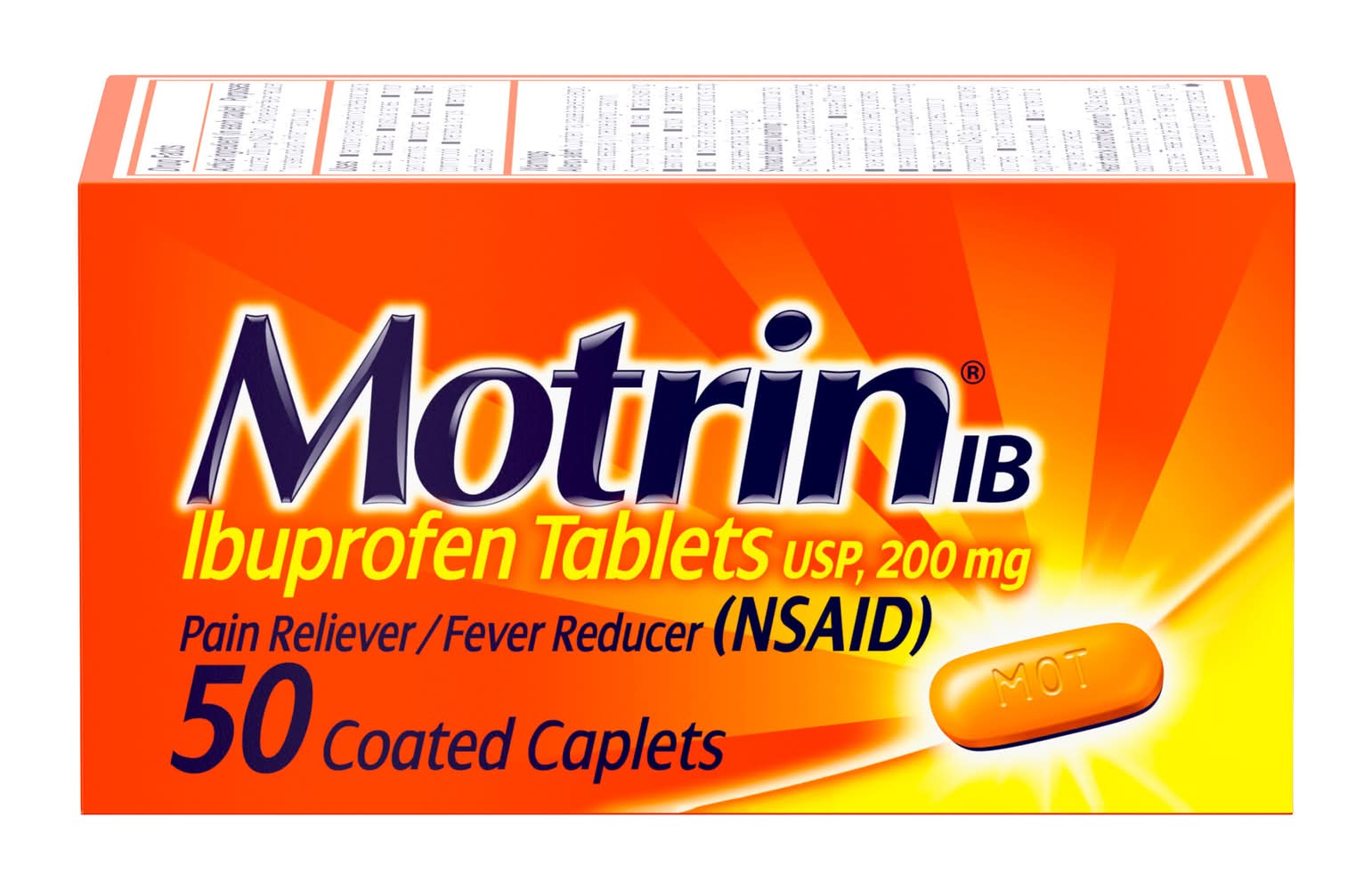 Motrin Ibuprofen Pain Reliever & Fever Reducer Caplets 200 mg (50 ct)