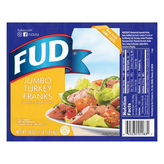 Fud Jumbo Turkey Franks (16 oz)