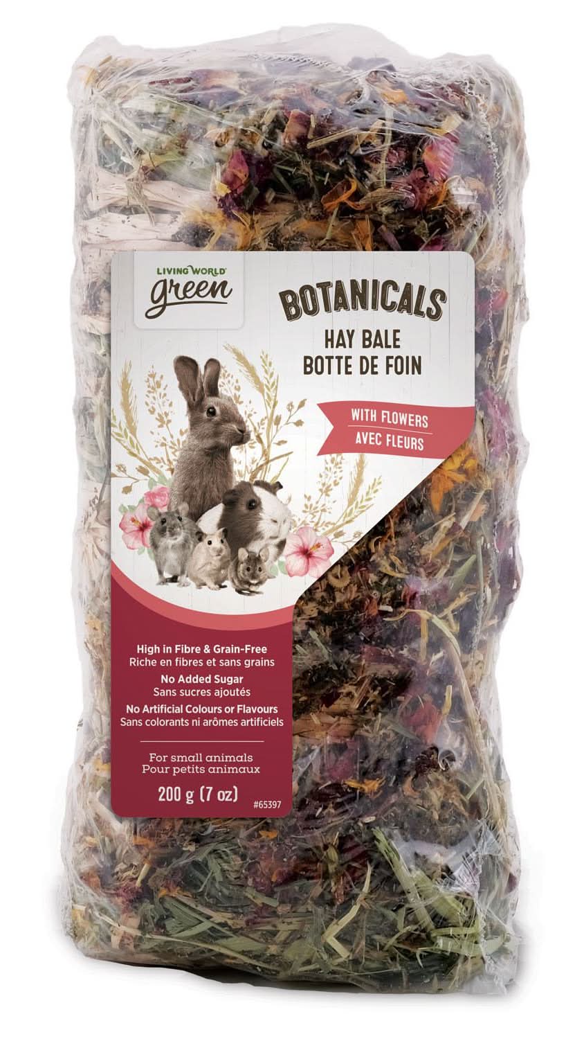 Living World Green Botanicals Hay Bale with Flowers for Small Animals, 7 oz