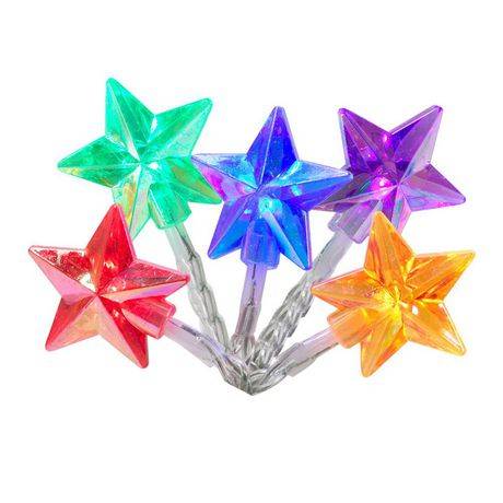 Holiday Time 20-Count Battery-Operated Multicolor Led Star Christmas Lights, Withtimer, 7.9''