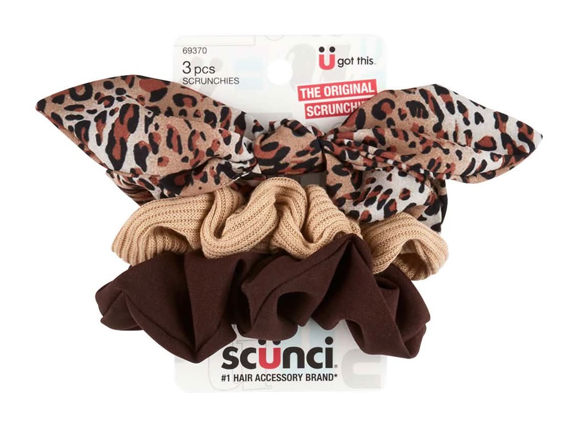 Scunci The Original Cheetah Print Scarf Scrunchies 69370 (3 ct)