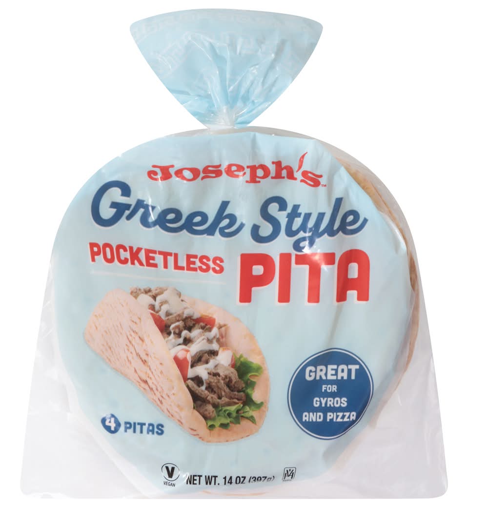 Joseph's Low Fat Greek Style Pita Bread, Flax-Oat Bran-Whole Wheat (12 oz, 4 ct)
