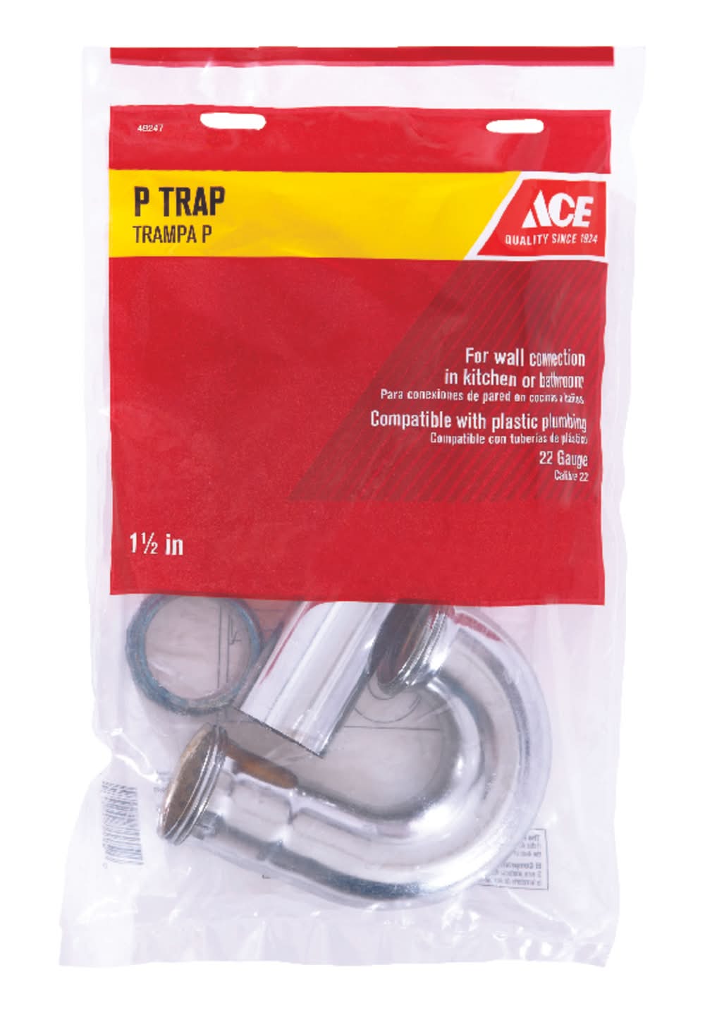 ACE 1-1/2 In. D Chrome Plated Brass P Trap