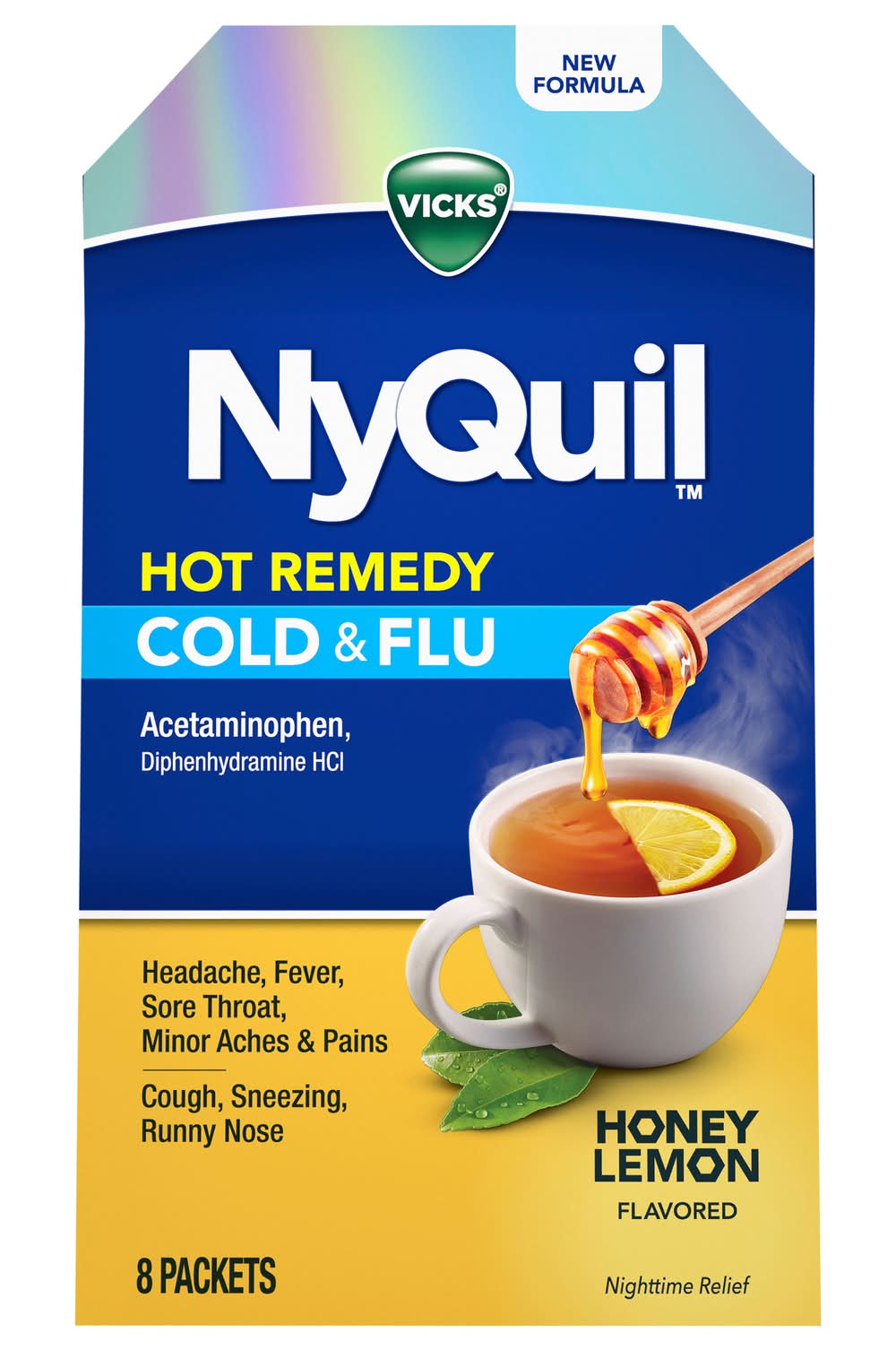 Vicks Nyquil Hot Remedy Cold & Flu Medicine, Honey-Lemon (8 ct)