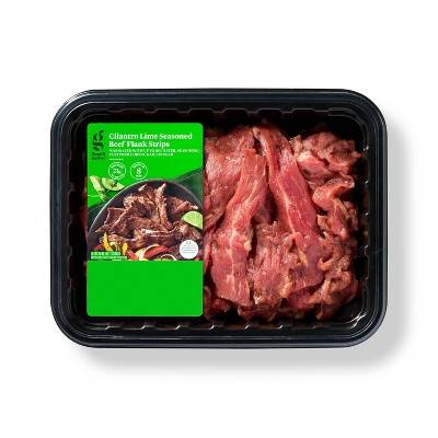 Cilantro Lime Beef Flank Steak Strips - 0.95-1.75 lbs - price per lb - Good & Gather™