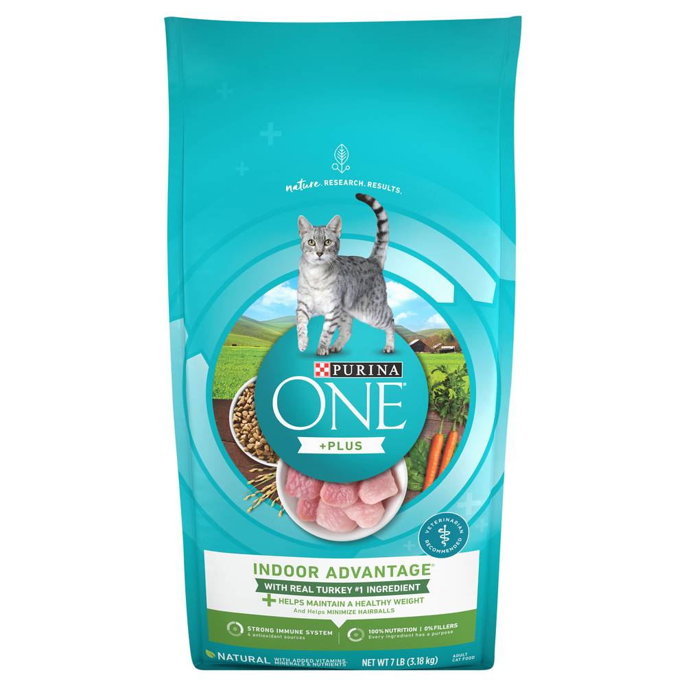 Purina One + Indoor Advantage Natural Dry Cat Food (turkey)