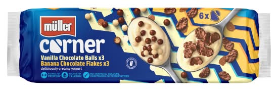 Müller Vanilla -Banana, Corner Chocolate Flakes Yogurts (6 pack)