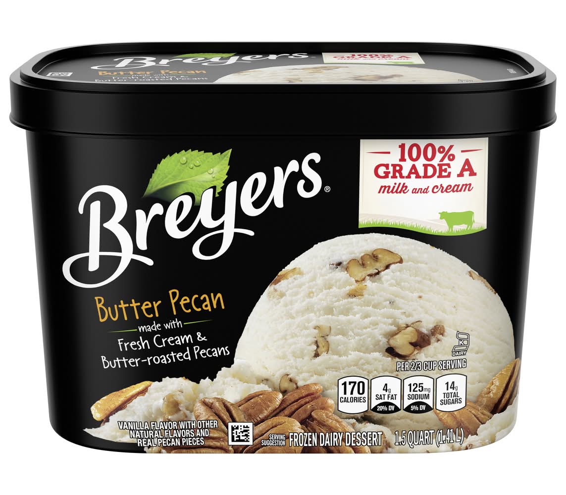 Breyers Frozen Dairy Dessert, Butter Pecan (48 oz)