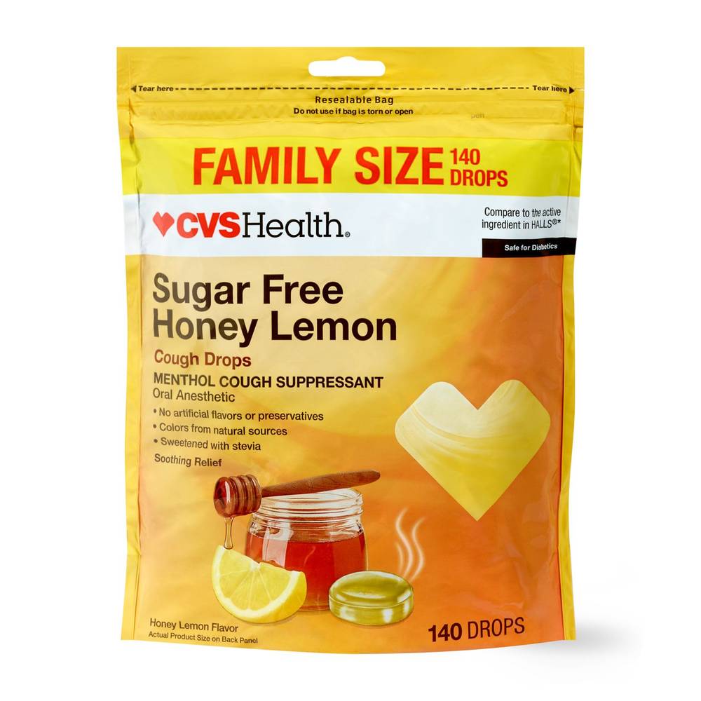 Cvs Health Sugar Free Honey Lemon Cough Drops, 140 Ct