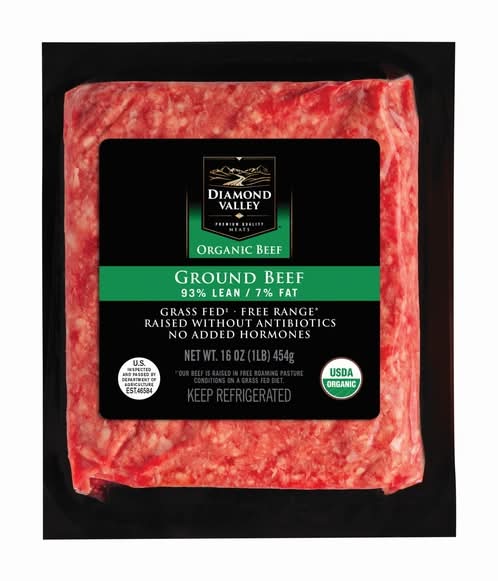 Organic Ground Beef, Grass Fed, 93-7