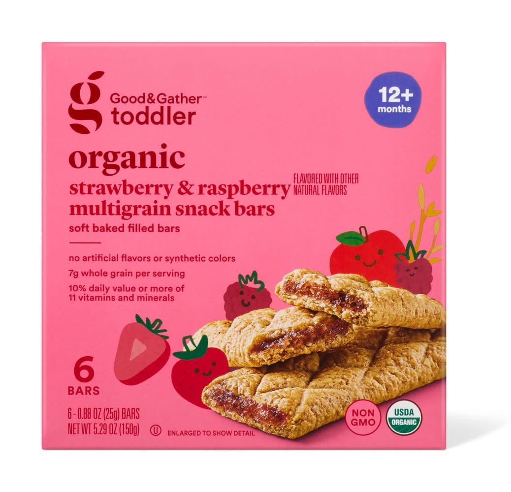 Good & Gather Multi Grain Organic Baby Snack Bar, Strawberry - Raspberry (5.29 oz, 6 ct)