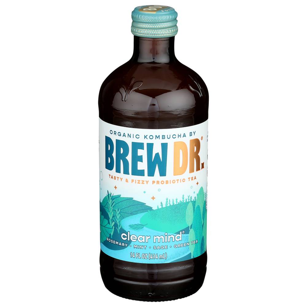 Brew Dr. Kombucha Organic Clear Mind Kombucha Tea, Rosemary, Mint, Sage And Green Tea. (14 fl oz)