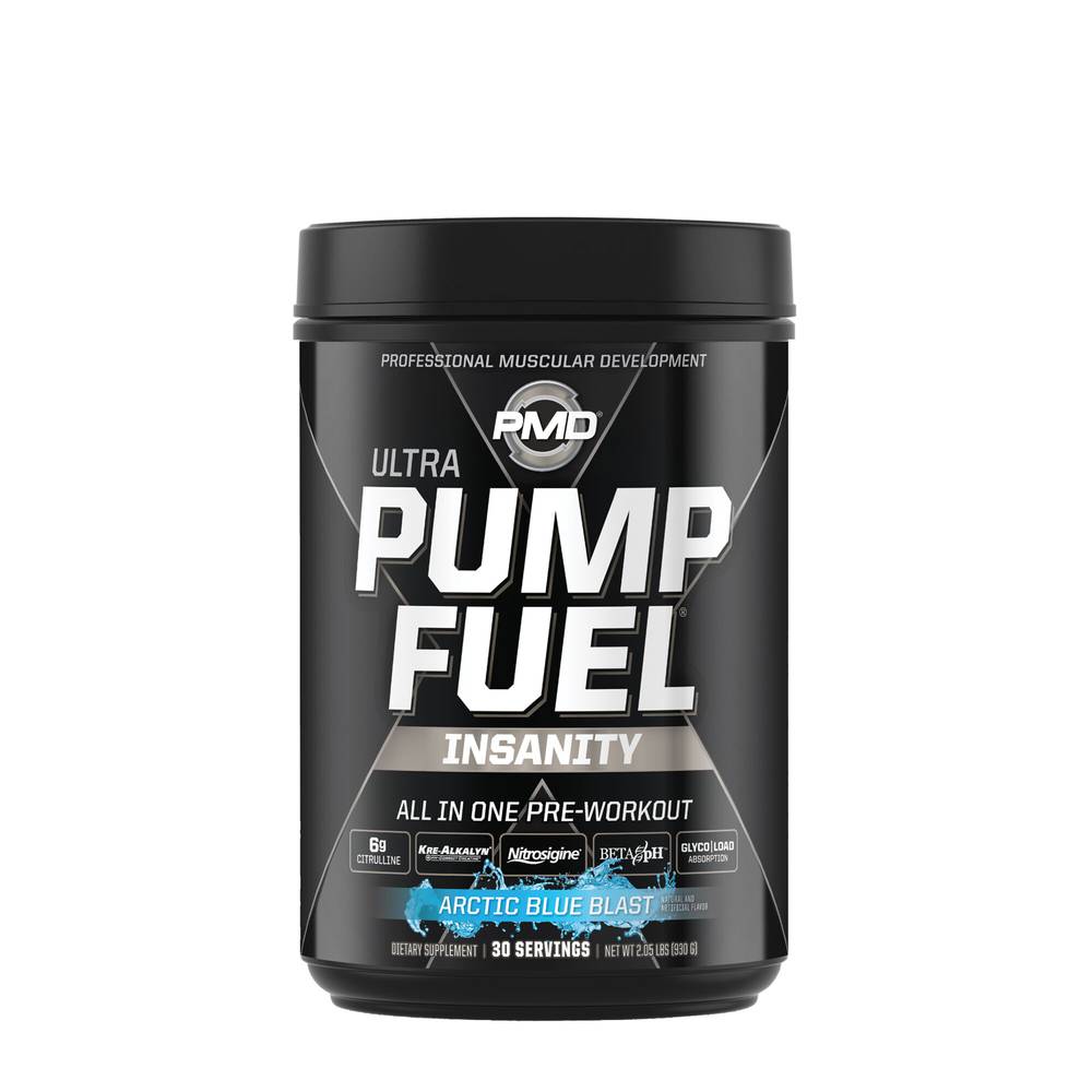 PMD Ultra Pump Fuel Insanity Pre Workout Drink Mix, Arctic Blue Blast (2.05 lbs)