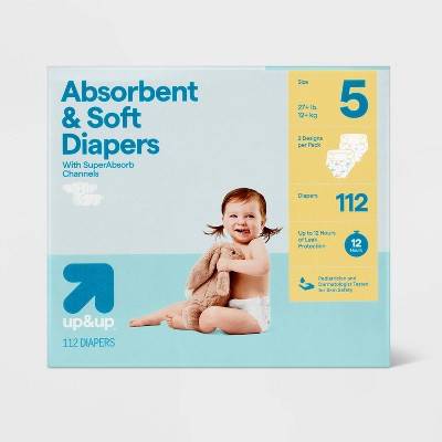 up&up Disposable Diapers pack With Two Design Patterns, Size 5 (112 ct)