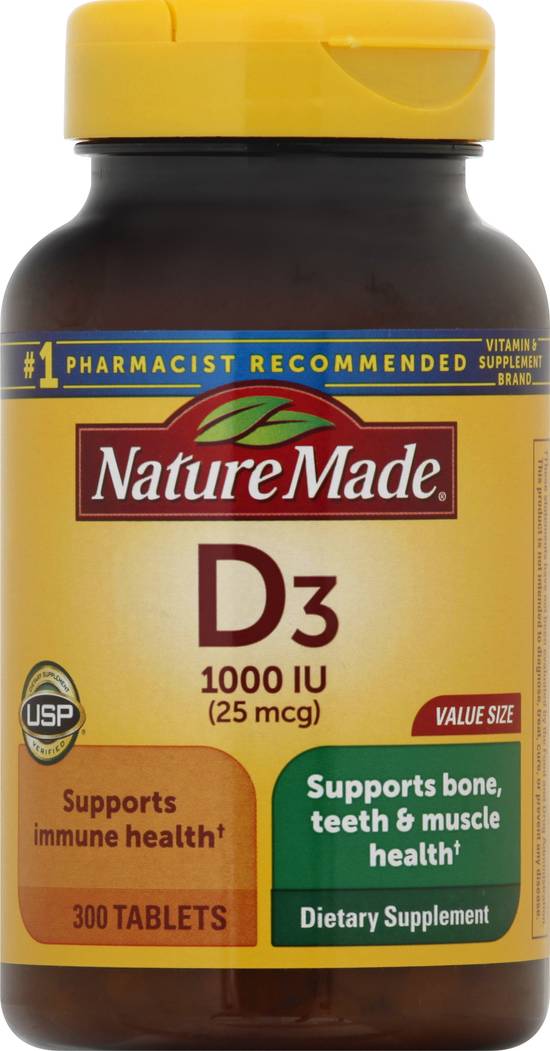 Nature Made Vitamin D3 Value Size 25 Mcg Tablets