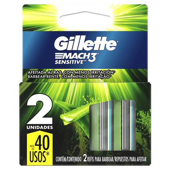 Gillette carga para aparelho de barbear mach 3 sensitive (2 un)